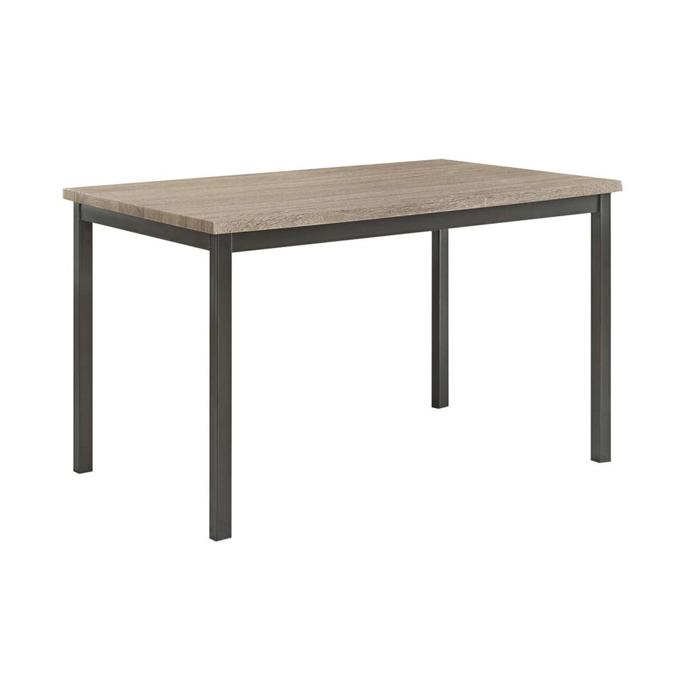 Contemporary Metal Dining Table With Wooden Top, Gray & Black  By Benzara | Dining Tables |  Modishstore  - 2
