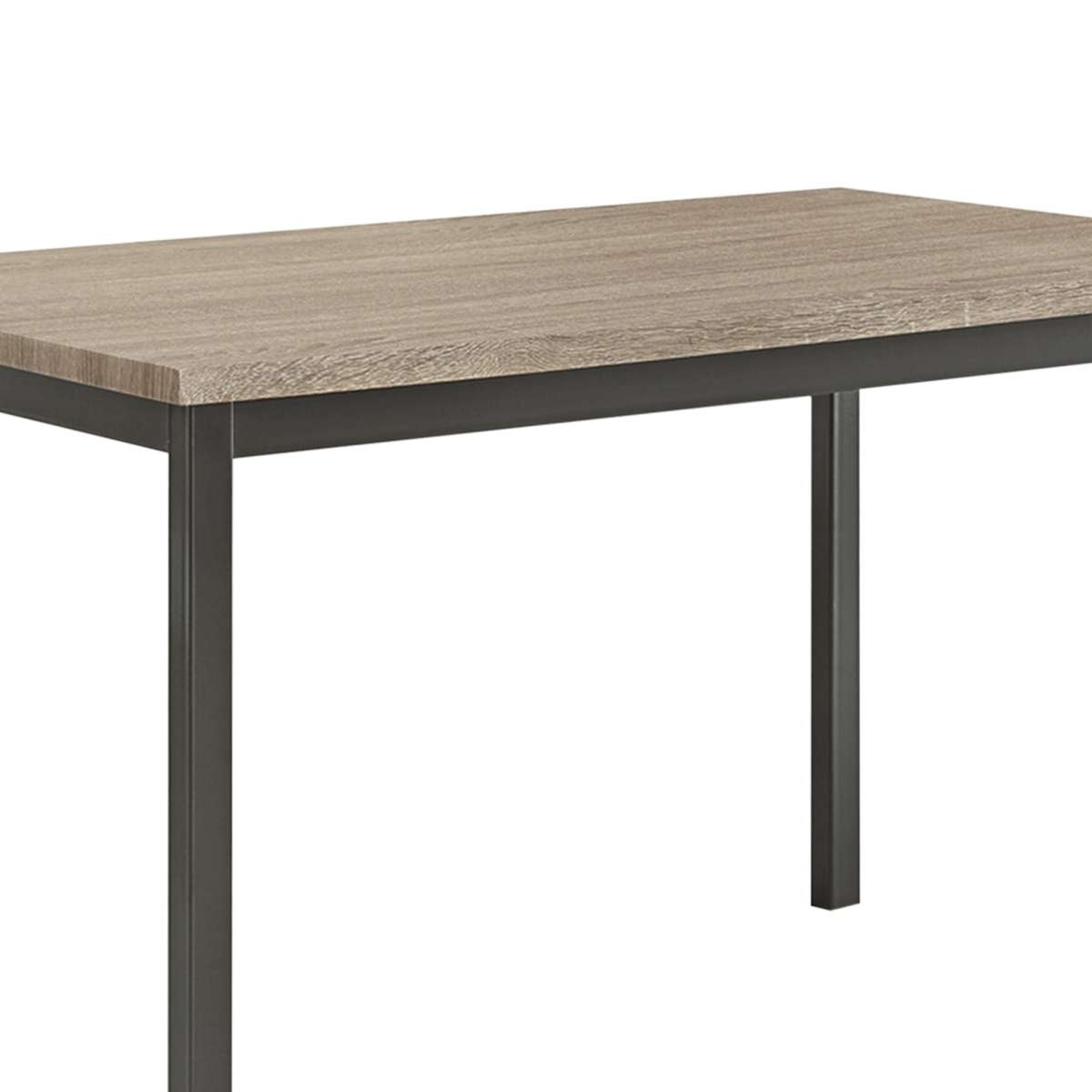 Contemporary Metal Dining Table With Wooden Top, Gray & Black  By Benzara | Dining Tables |  Modishstore  - 4