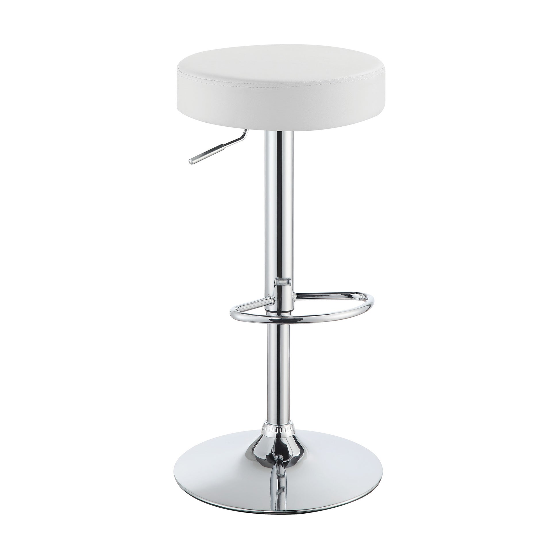 Classy Backless Adjustable Height Bar Stool, White  By Benzara | Bar Stools |  Modishstore  - 6