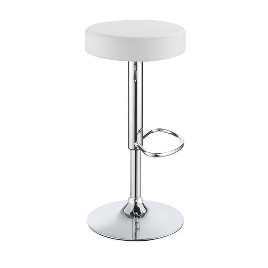 Classy Backless Adjustable Height Bar Stool, White  By Benzara | Bar Stools |  Modishstore 