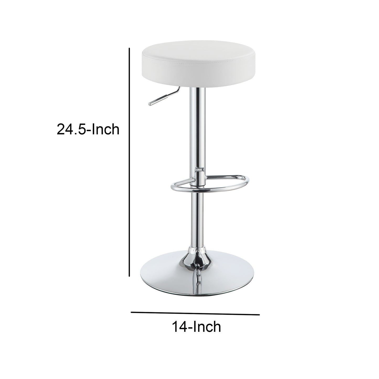 Classy Backless Adjustable Height Bar Stool, White  By Benzara | Bar Stools |  Modishstore  - 3