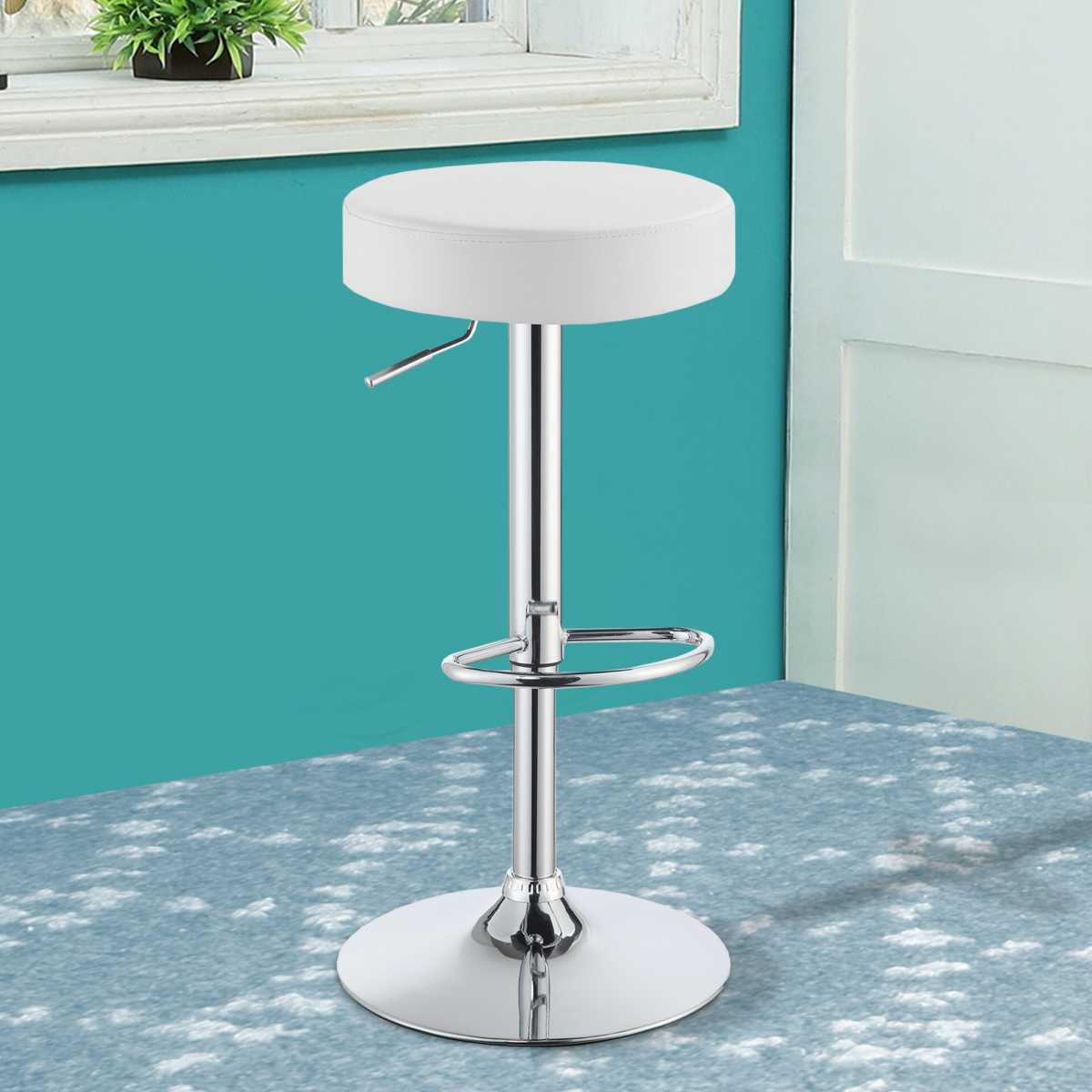 Classy Backless Adjustable Height Bar Stool, White  By Benzara | Bar Stools |  Modishstore  - 2