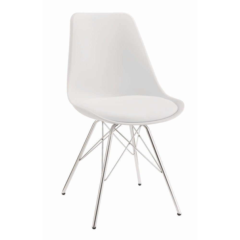 Modern Style Dining Chair With Chrome Legs, White, Set Of 2  By Benzara | Dining Chairs |  Modishstore 