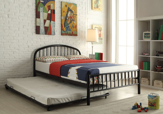 Metal Full Bed In Slatted Style, Black By Benzara | Beds |  Modishstore 