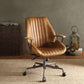 Metal & Leather Executive Office Chair, Coffee Brown  By Benzara | Office Chairs |  Modishstore 