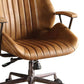 Metal & Leather Executive Office Chair, Coffee Brown  By Benzara | Office Chairs |  Modishstore  - 4