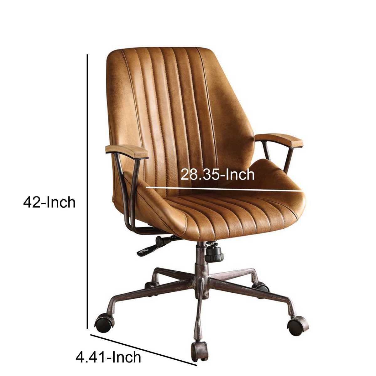Metal & Leather Executive Office Chair, Coffee Brown  By Benzara | Office Chairs |  Modishstore  - 2