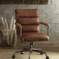 Metal & Top Grain Leather Executive Office Chair, Retro Brown By Benzara | Office Chairs |  Modishstore 