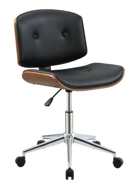 Wooden Back Armless Office Chair With Metal Star Base, Black And Brown  By Benzara | Office Chairs |  Modishstore 