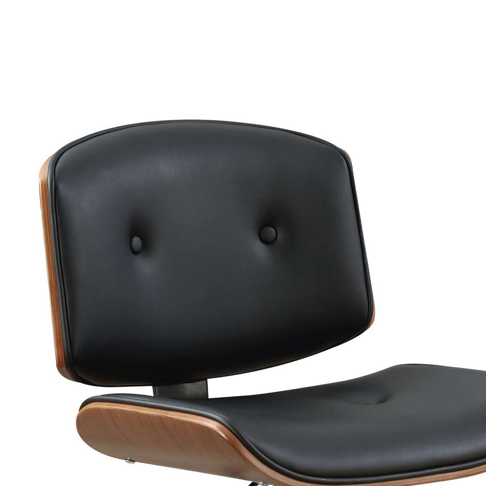 Wooden Back Armless Office Chair With Metal Star Base, Black And Brown  By Benzara | Office Chairs |  Modishstore  - 4