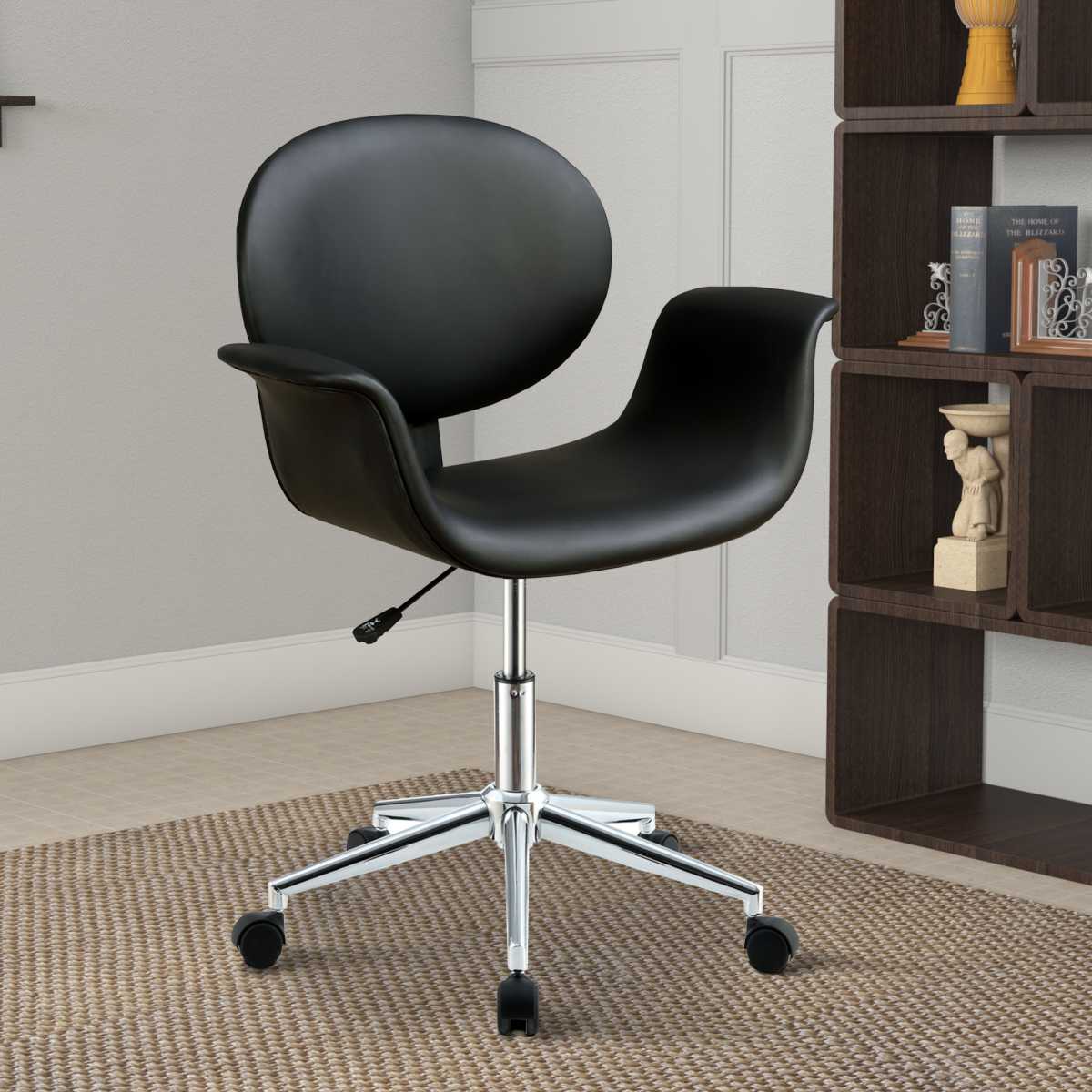 Metal & Wooden Office Arm Chair, Black  By Benzara | Office Chairs |  Modishstore  - 2