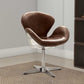 Top Grain Leather Accent Chair With Swivel, Brown & Silver  By Benzara | Armchairs |  Modishstore 