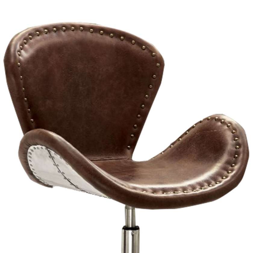 Metal Swivel Accent Chair With Curved Leatherette Seat, Brown And Silver  By Benzara | Armchairs |  Modishstore  - 5