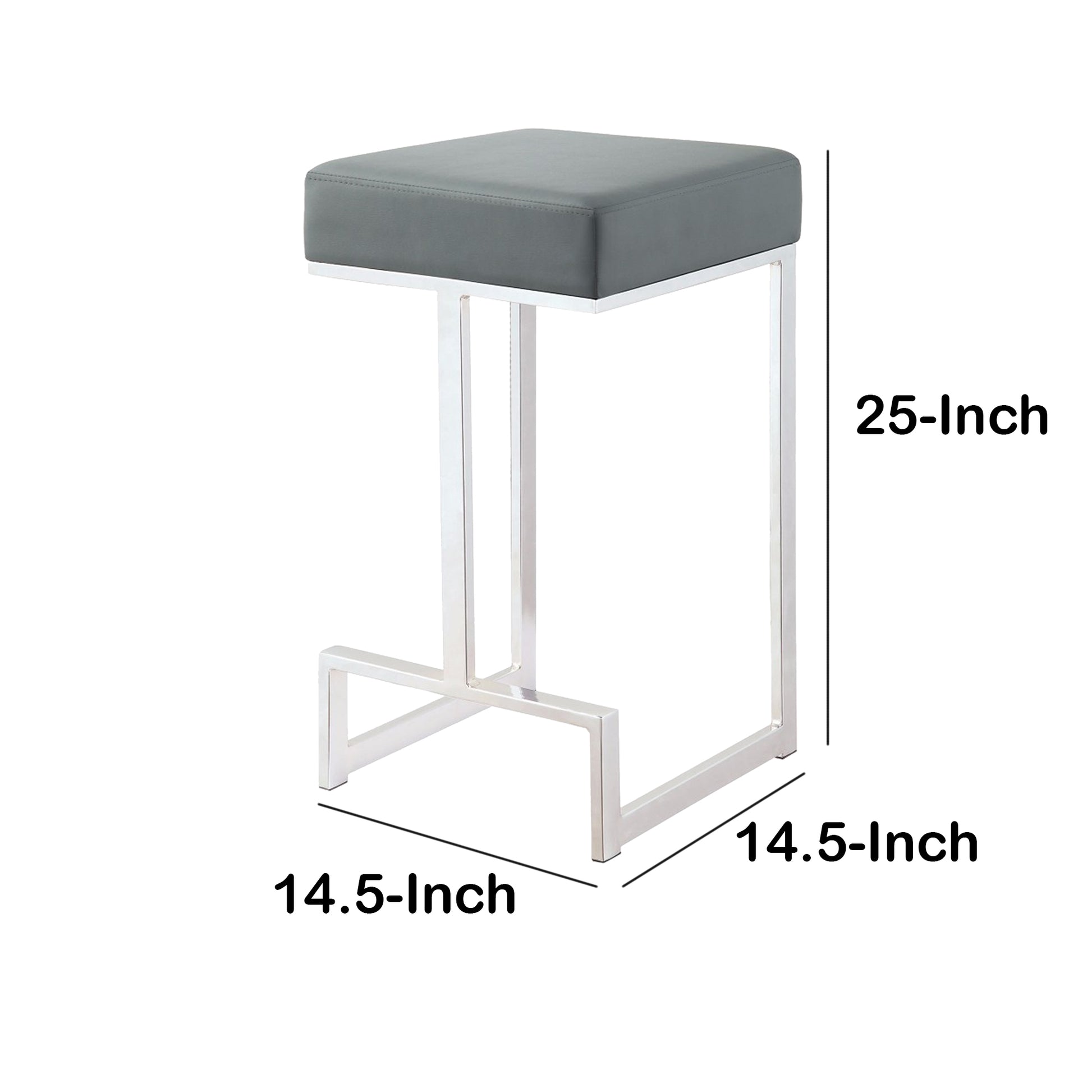 Metal Counter Height Stool, Grey  By Benzara | Counter Stools |  Modishstore  - 6