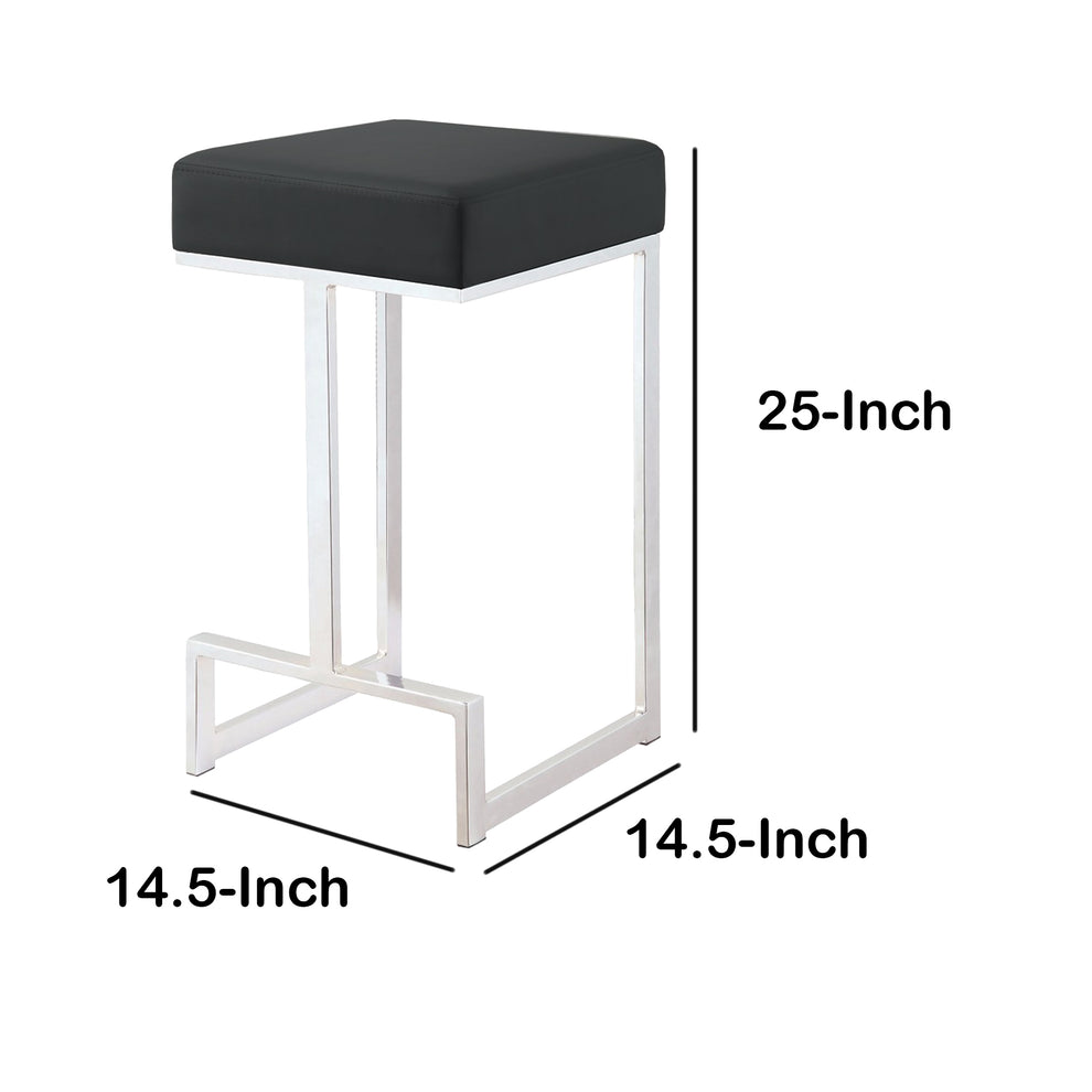 Metal Counter Height Stool, Black  By Benzara | Counter Stools |  Modishstore  - 6