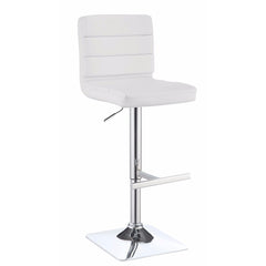Casual Armless Adjustable Bar Height Stool, White, Set Of 2  By Benzara