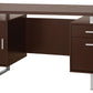 Double Pedestal Office Desk With Metal Sled Legs, Brown  By Benzara | Desks |  Modishstore 