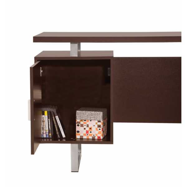 Double Pedestal Office Desk With Metal Sled Legs, Brown  By Benzara | Desks |  Modishstore  - 2