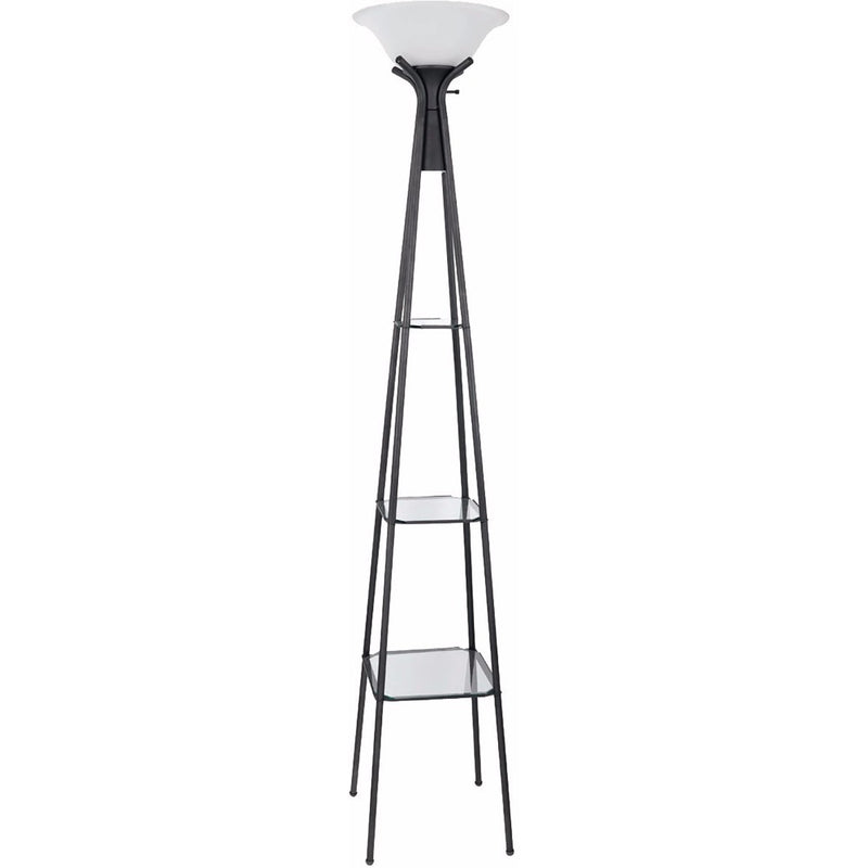 Torchiere Floor Lamp With Clear Glass Shelving, Black And White By Benzara | Floor Lamps |  Modishstore 