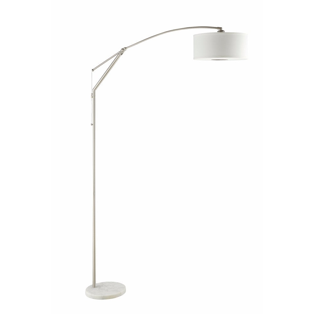 Contemporary Over Arching Metal Floor Lamp, White And Silver By Benzara | Floor Lamps |  Modishstore 