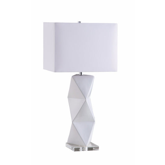 Geometrically Charmed White Table Lamp By Benzara | Desk Lamps | Modishstore
