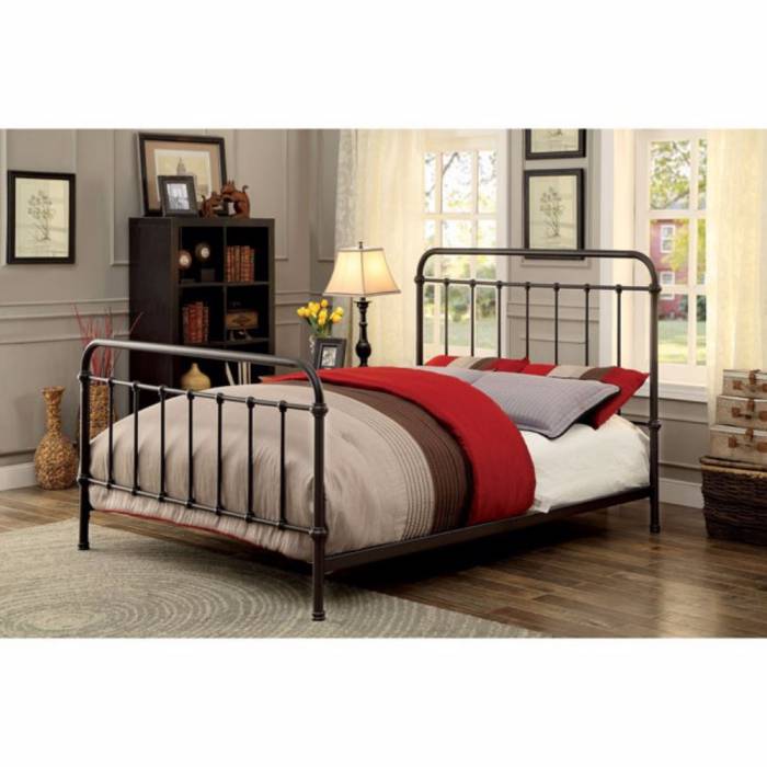 Metal Queen Size Platform Bed With Headboard & Footboard, Deep Bronze  By Benzara | Beds |  Modishstore  - 3
