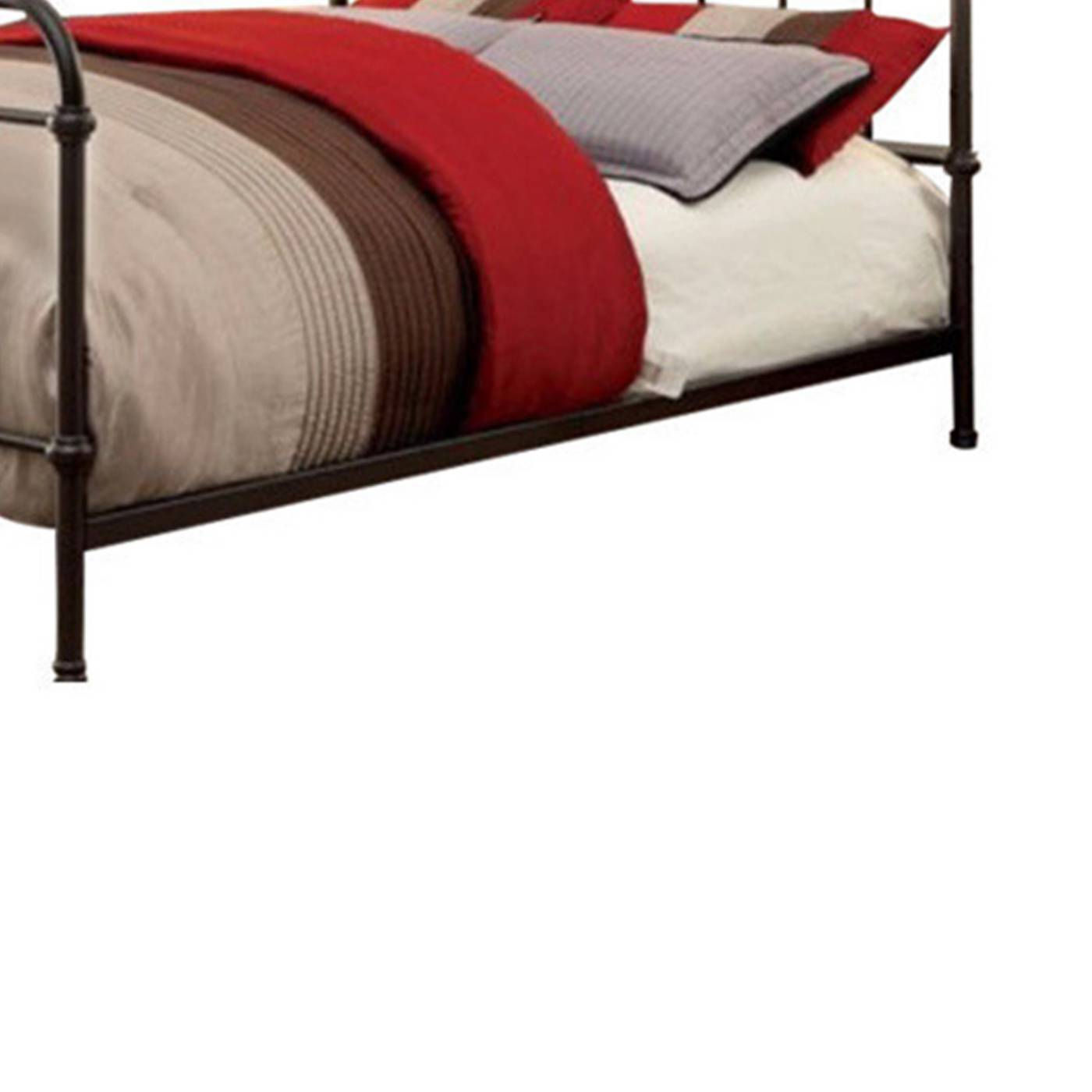 Metal Queen Size Platform Bed With Headboard & Footboard, Deep Bronze  By Benzara | Beds |  Modishstore  - 4