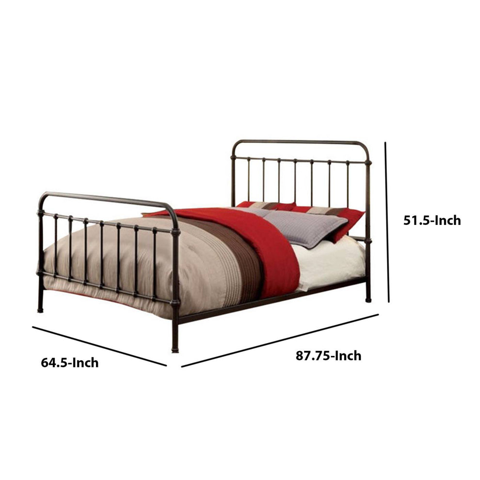 Metal Queen Size Platform Bed With Headboard & Footboard, Deep Bronze  By Benzara | Beds |  Modishstore  - 5