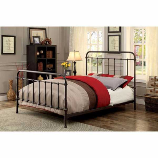 Metal Twin Size Platform Bed With Headboard & Footboard, Deep Bronze  By Benzara | Beds |  Modishstore 