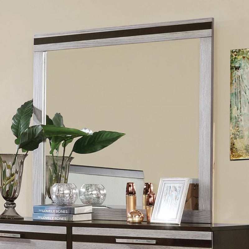 Wooden Square Frame Mirror, Silver & Espresso Brown By Benzara | Mirrors |  Modishstore 
