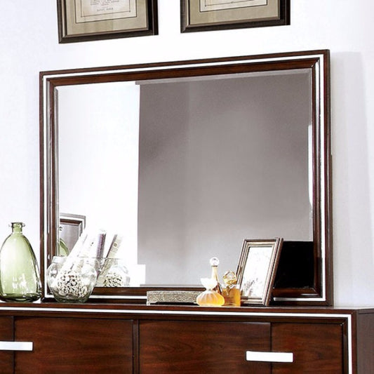 Wooden Beveled Mirror, Brown Cherry By Benzara | Mirrors |  Modishstore 