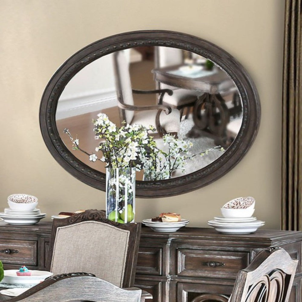 Oval Wall Mountable 5Mm Beveled Mirror, Rustic Natural Brown By Benzara | Mirrors |  Modishstore 