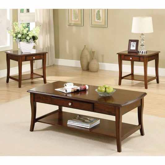 3 Piece Pack Of 1 Coffee Table And 2 End Tables With Drawer, Brown, By Benzara | Coffee Tables |  Modishstore 