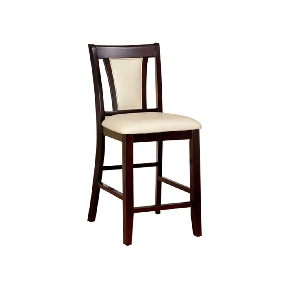 Wooden Side Chair With Padded Ivory Seat & Back, Pack Of 2, Cherry Brown By Benzara | Dining Chairs | Modishstore - 3