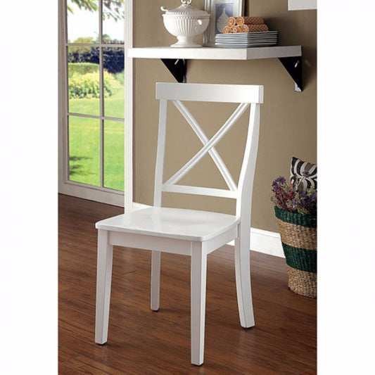 Wooden Armless Side Chair, White, Pack Of 2 By Benzara | Dining Chairs | Modishstore