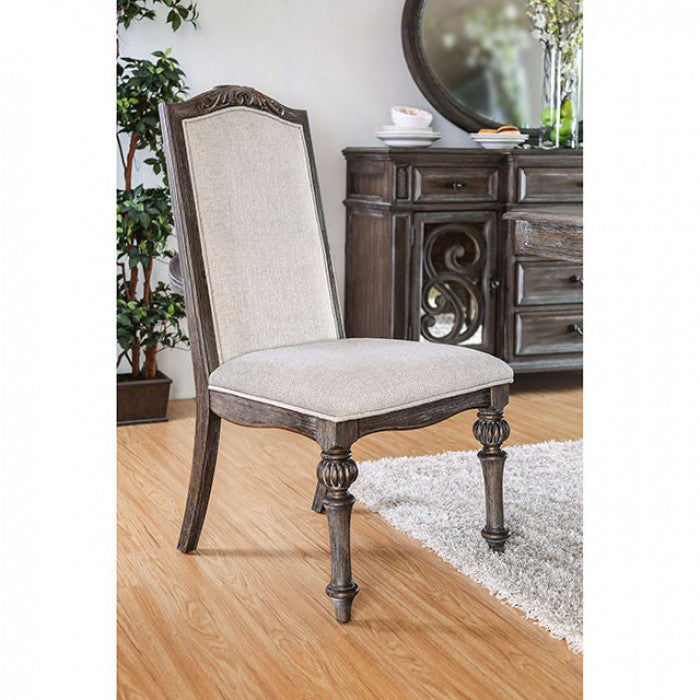 Fabric Seat And Back Upholstered Side Chair, Rustic Brown, Pack Of 2 By Benzara | Dining Chairs |  Modishstore 