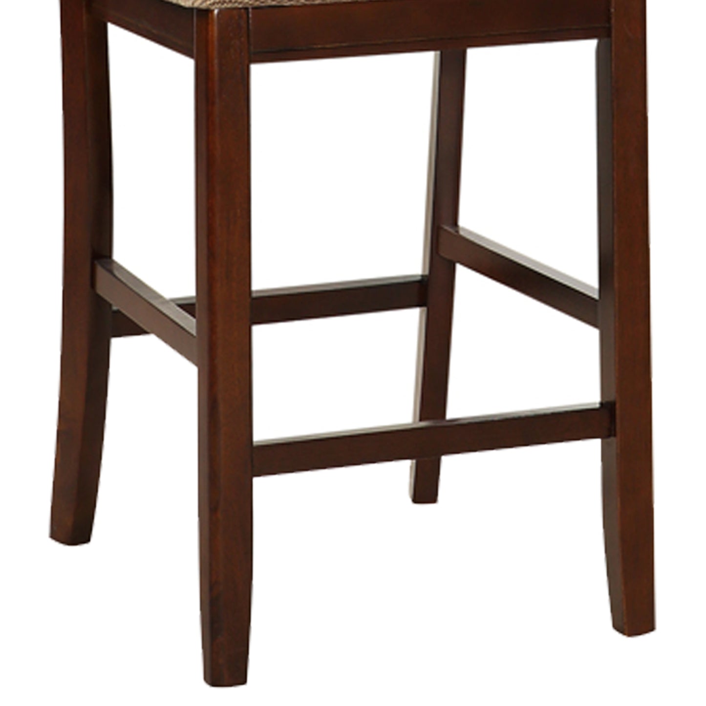 Wooden Counter Height Chair, Dark Brown & Cream, Set Of 2 By Benzara | Armchairs | Modishstore - 3