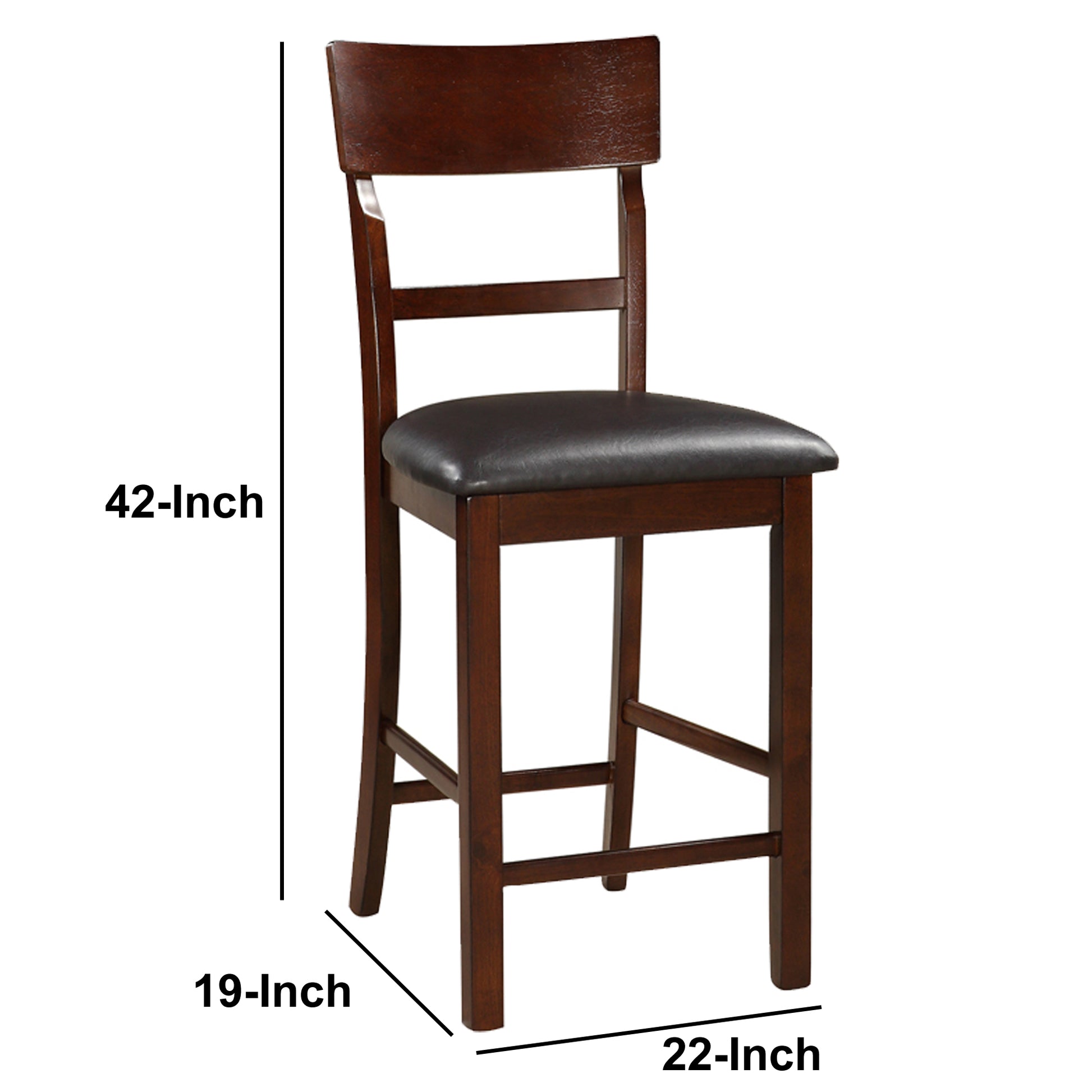 Wooden Counter Height Chair, Dark Brown, Set Of 2 By Benzara | Armchairs | Modishstore - 2