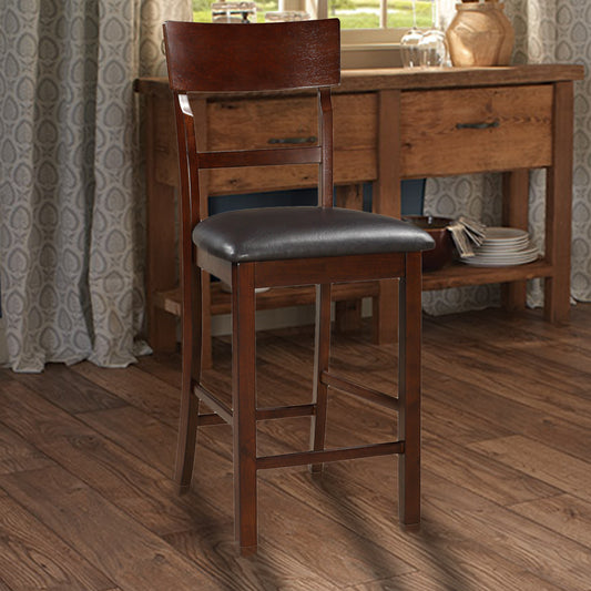 Wooden Counter Height Chair, Dark Brown, Set Of 2 By Benzara | Armchairs | Modishstore