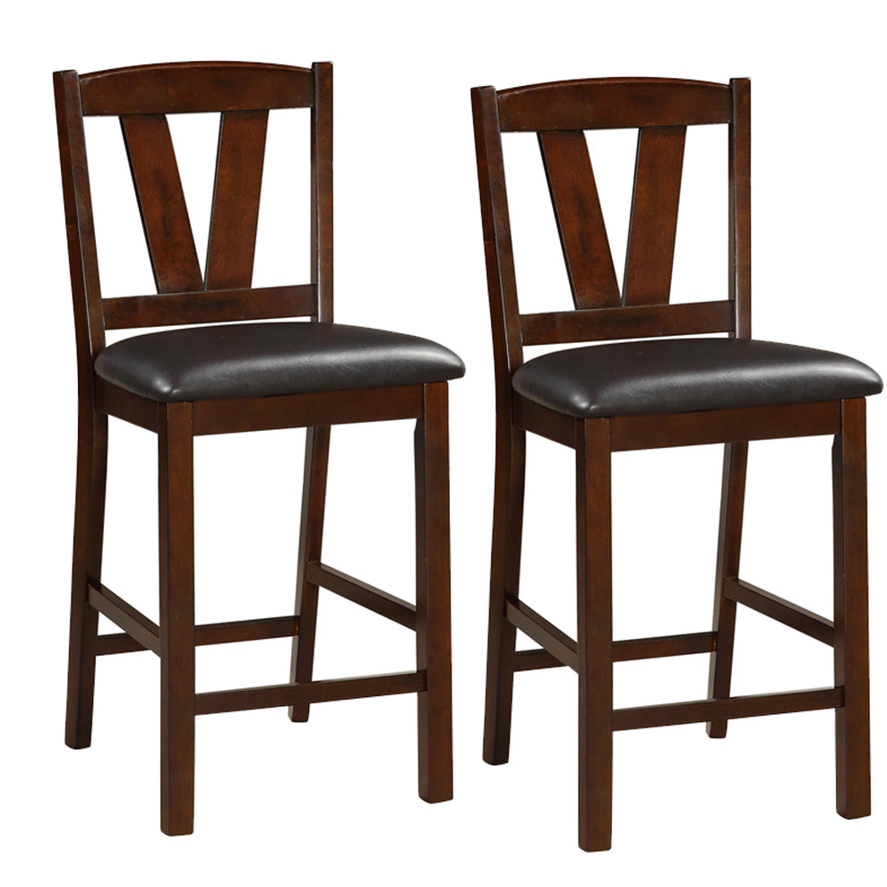 Rubber Wood Counter Height Armless Chair, Dark Walnut Brown, Set Of 2 By Benzara | Counter Stools | Modishstore - 4