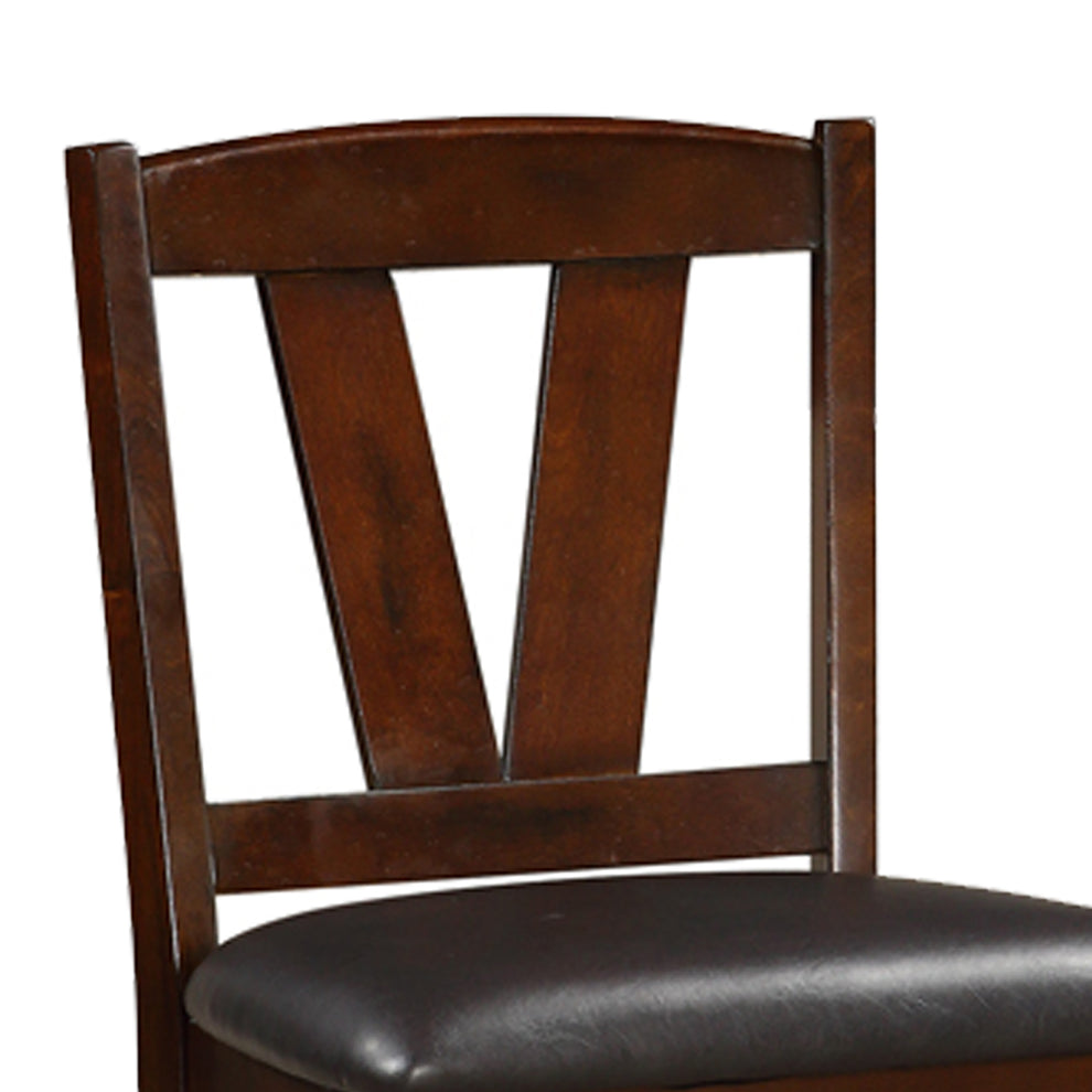 Rubber Wood Counter Height Armless Chair, Dark Walnut Brown, Set Of 2 By Benzara | Counter Stools | Modishstore - 6
