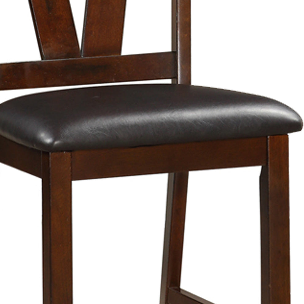 Rubber Wood Counter Height Armless Chair, Dark Walnut Brown, Set Of 2 By Benzara | Counter Stools | Modishstore - 5