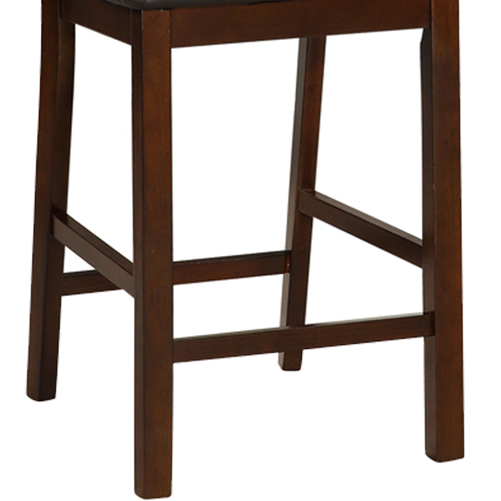 Rubber Wood Counter Height Armless Chair, Dark Walnut Brown, Set Of 2 By Benzara | Counter Stools | Modishstore - 2