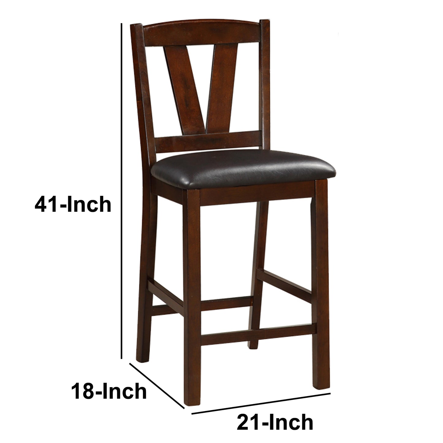 Rubber Wood Counter Height Armless Chair, Dark Walnut Brown, Set Of 2 By Benzara | Counter Stools | Modishstore - 3