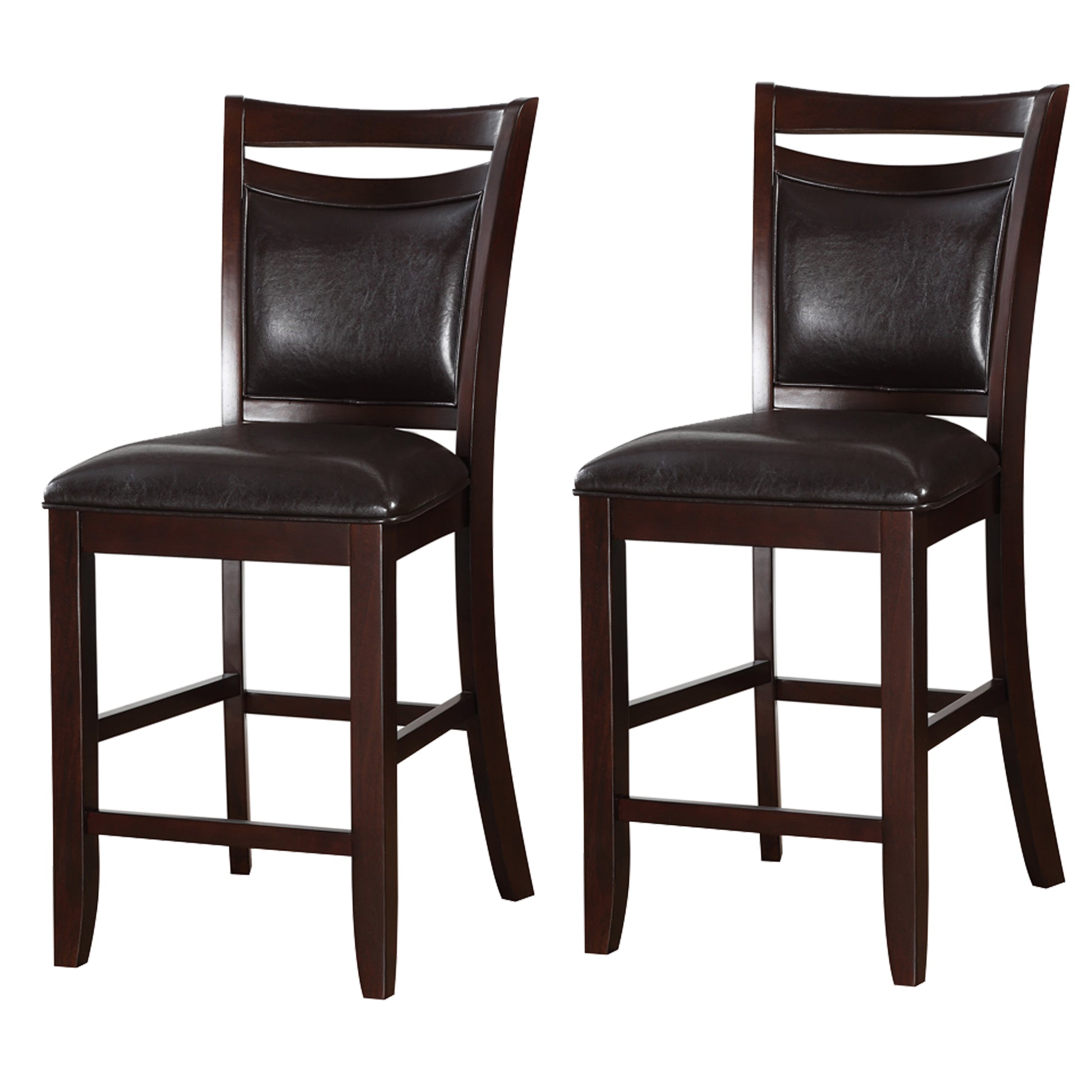 Classic Wooden Armless High Chair, Brown & Black, Set Of 2 By Benzara | Counter Stools | Modishstore - 5