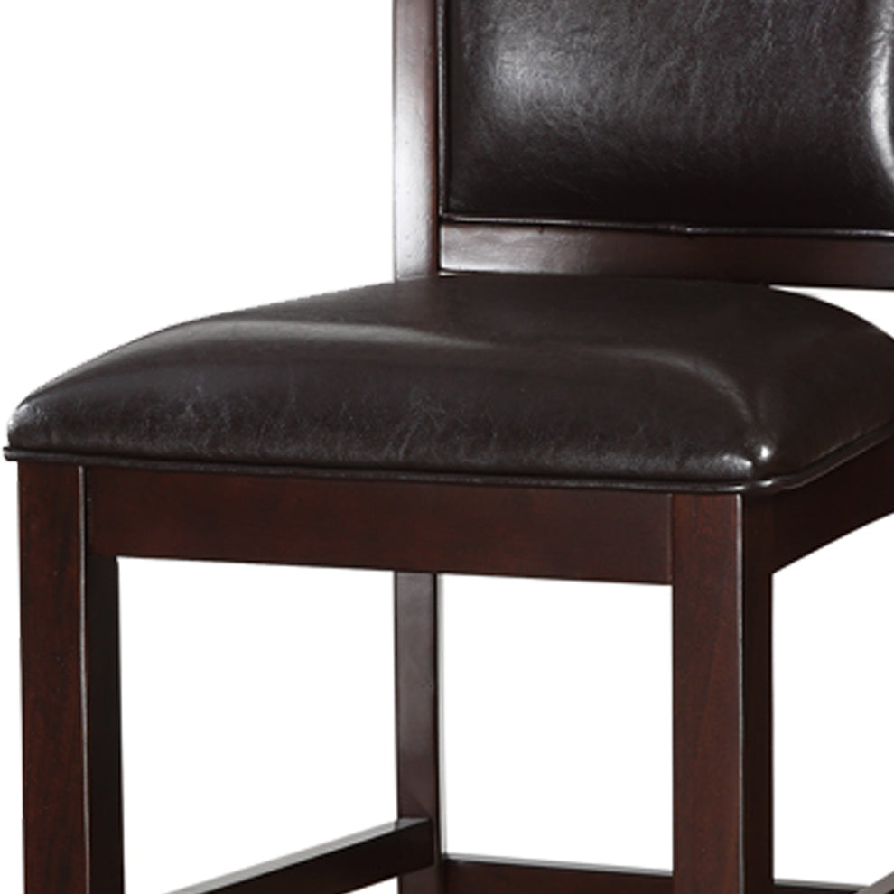 Classic Wooden Armless High Chair, Brown & Black, Set Of 2 By Benzara | Counter Stools | Modishstore - 4
