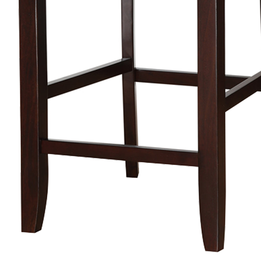 Classic Wooden Armless High Chair, Brown & Black, Set Of 2 By Benzara | Counter Stools | Modishstore - 2