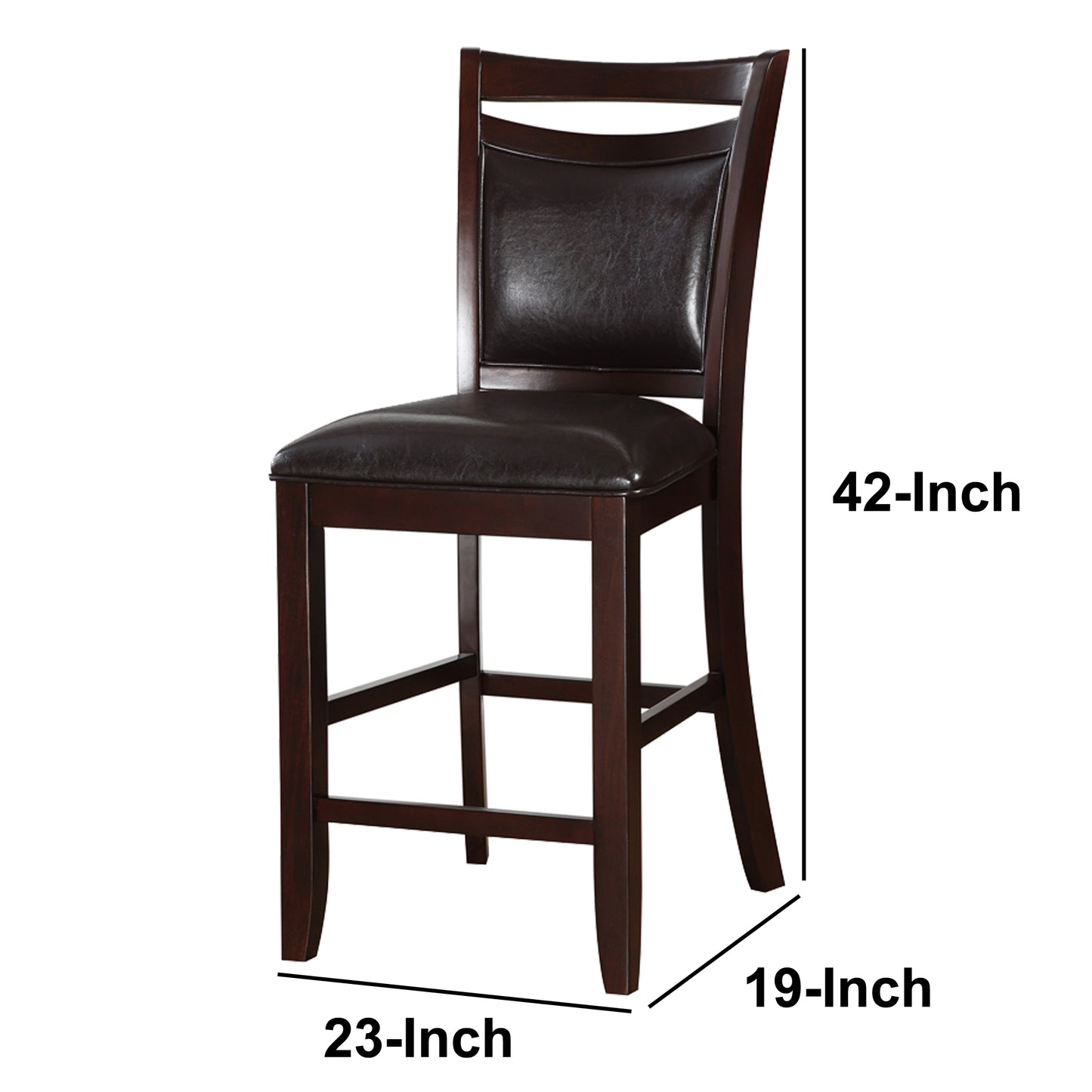 Classic Wooden Armless High Chair, Brown & Black, Set Of 2 By Benzara | Counter Stools | Modishstore - 3