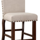 Rubber Wood High Chair With Studded Trim, Cream & Cherry Brown, Set Of 2 By Benzara | Counter Stools | Modishstore - 4