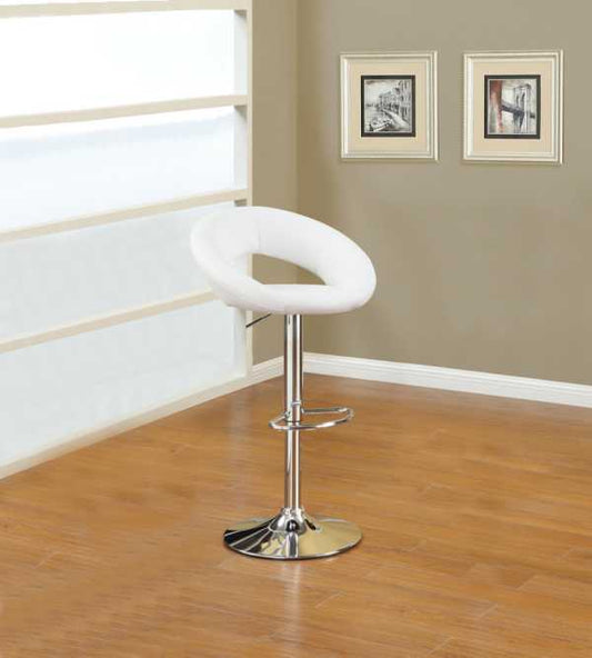 Metal Base Bar Stool With Faux Leather Seat White & Silver Set Of 2  By Benzara | Bar Stools & Table |  Modishstore 